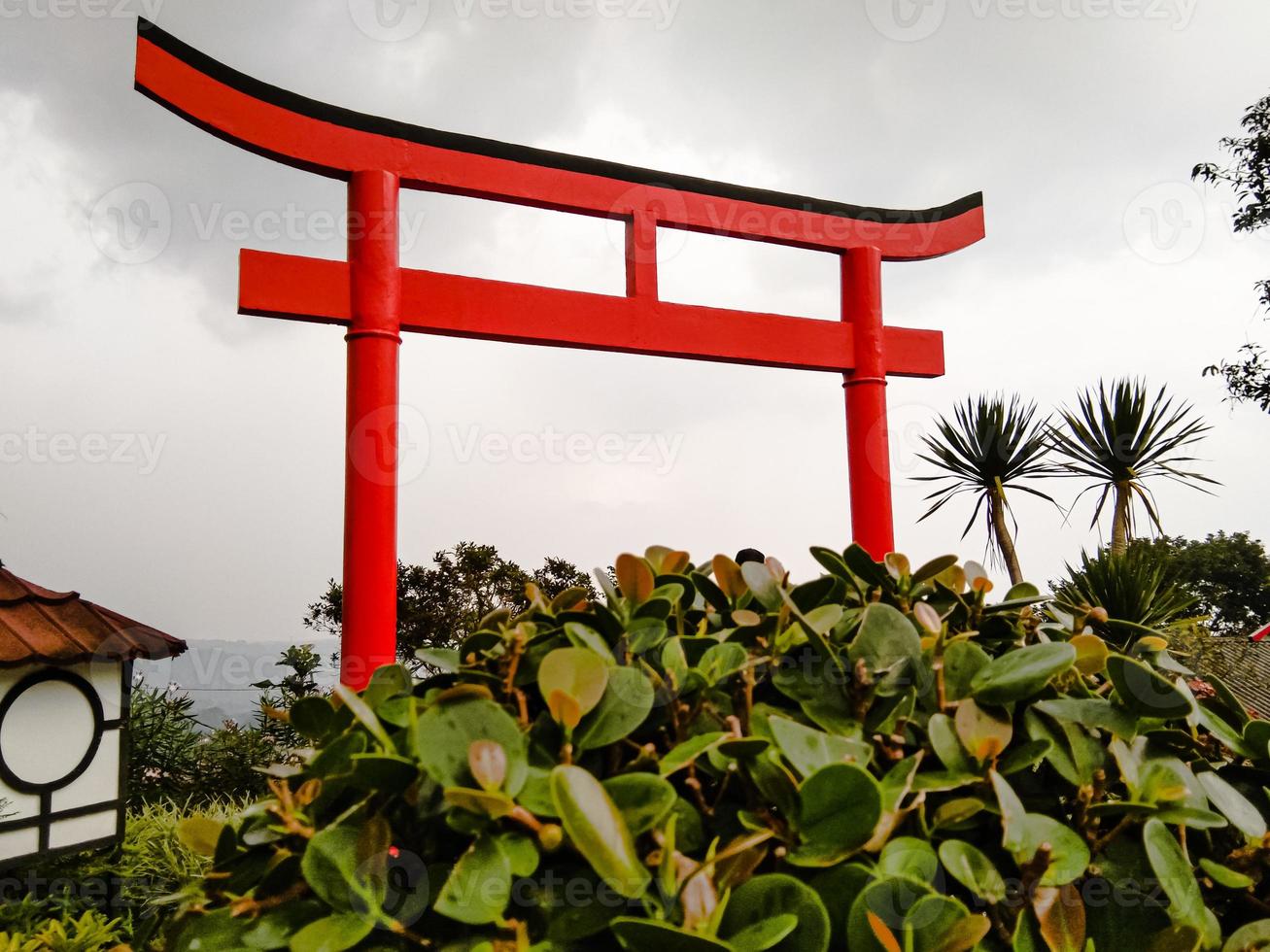 the red torii gate in indonesia photo