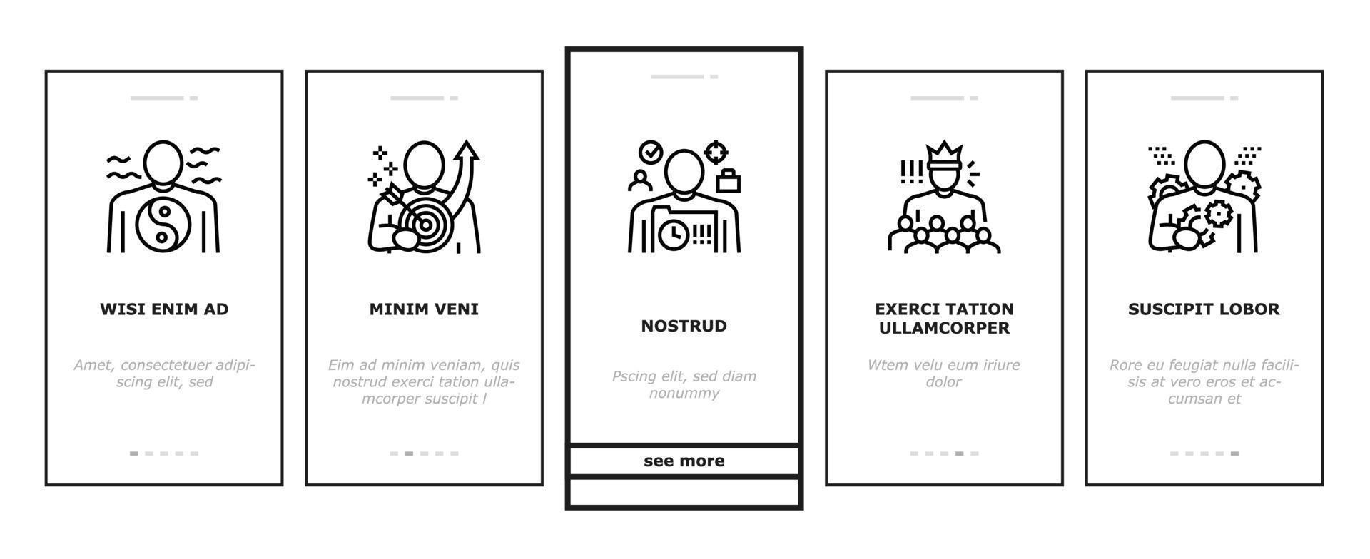 Values Human Life Onboarding Icons Set Vector