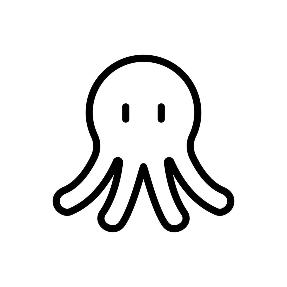 big-headed squid with short tentacles icon vector outline illustration