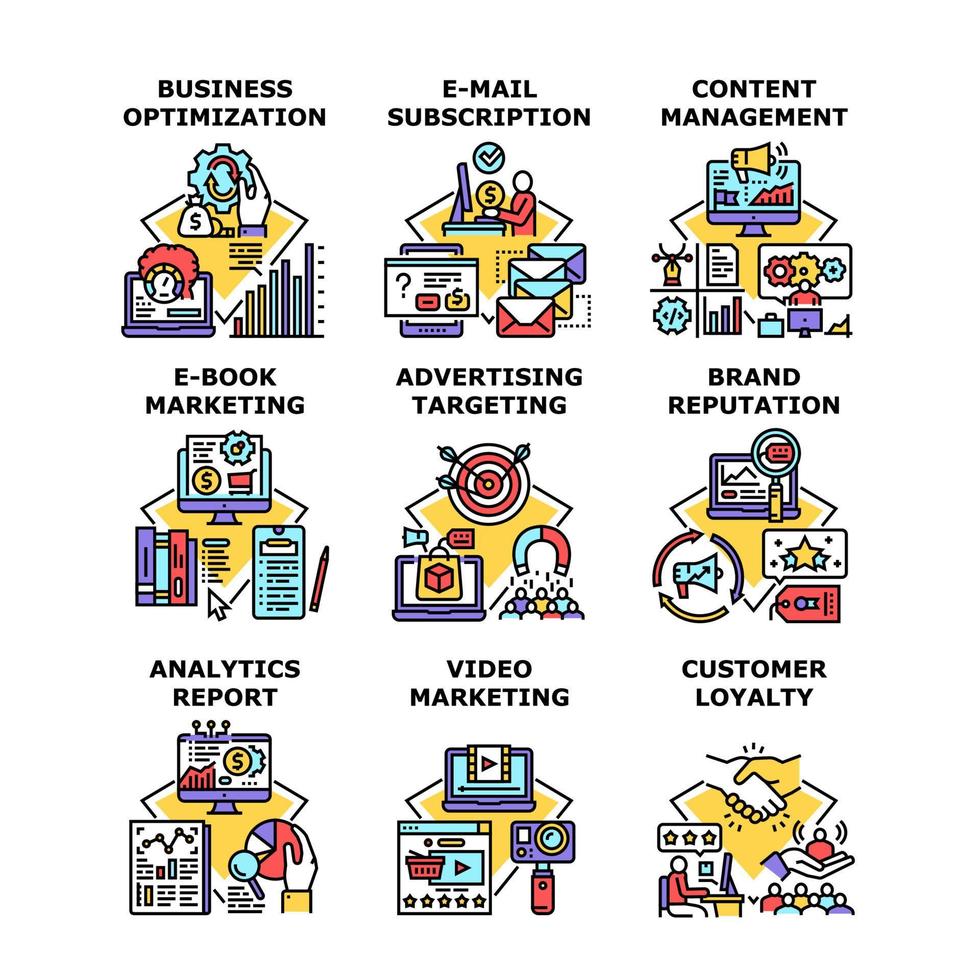 Marketing Business Set Icons Vector Illustrations