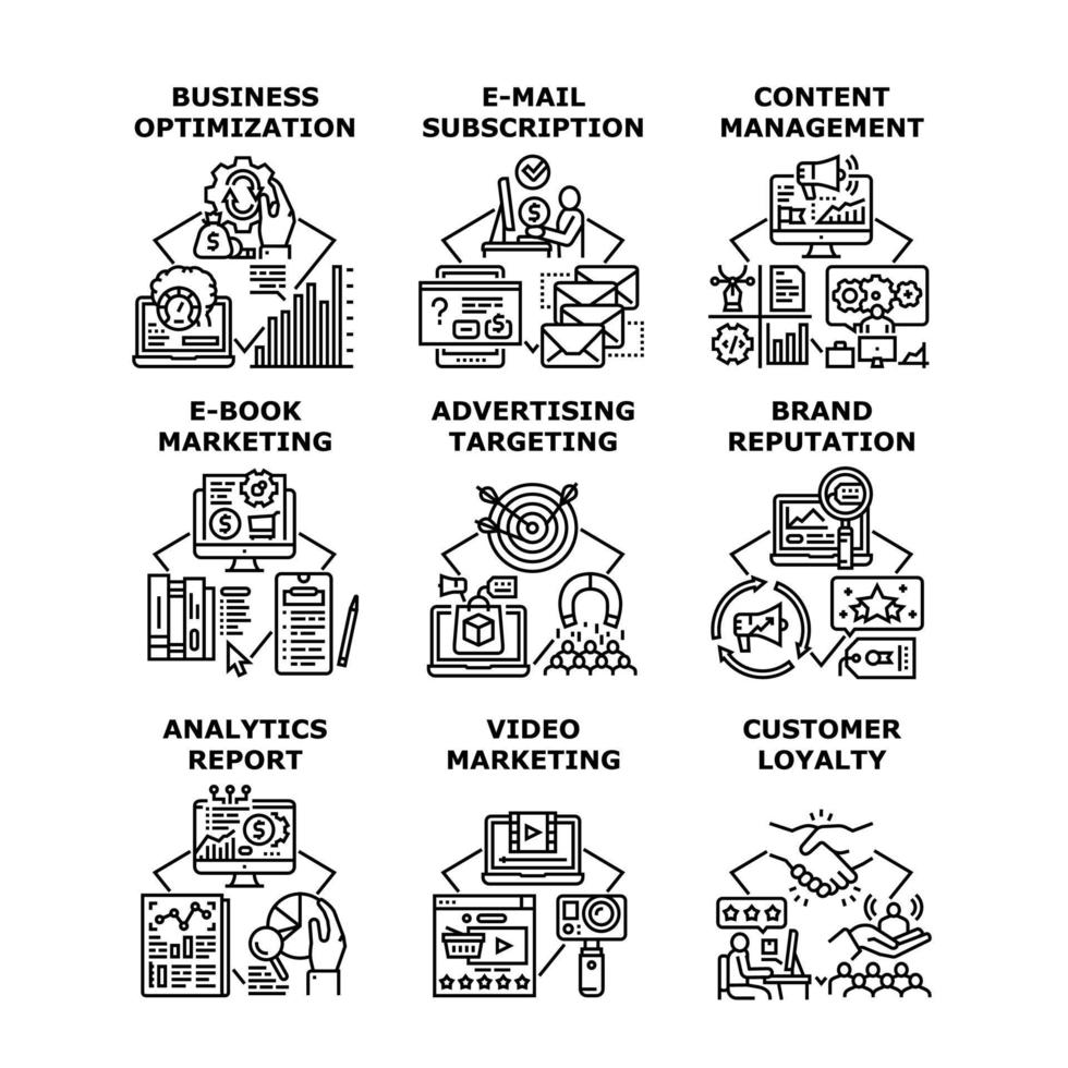 Marketing Business Set Icons Vector Illustrations