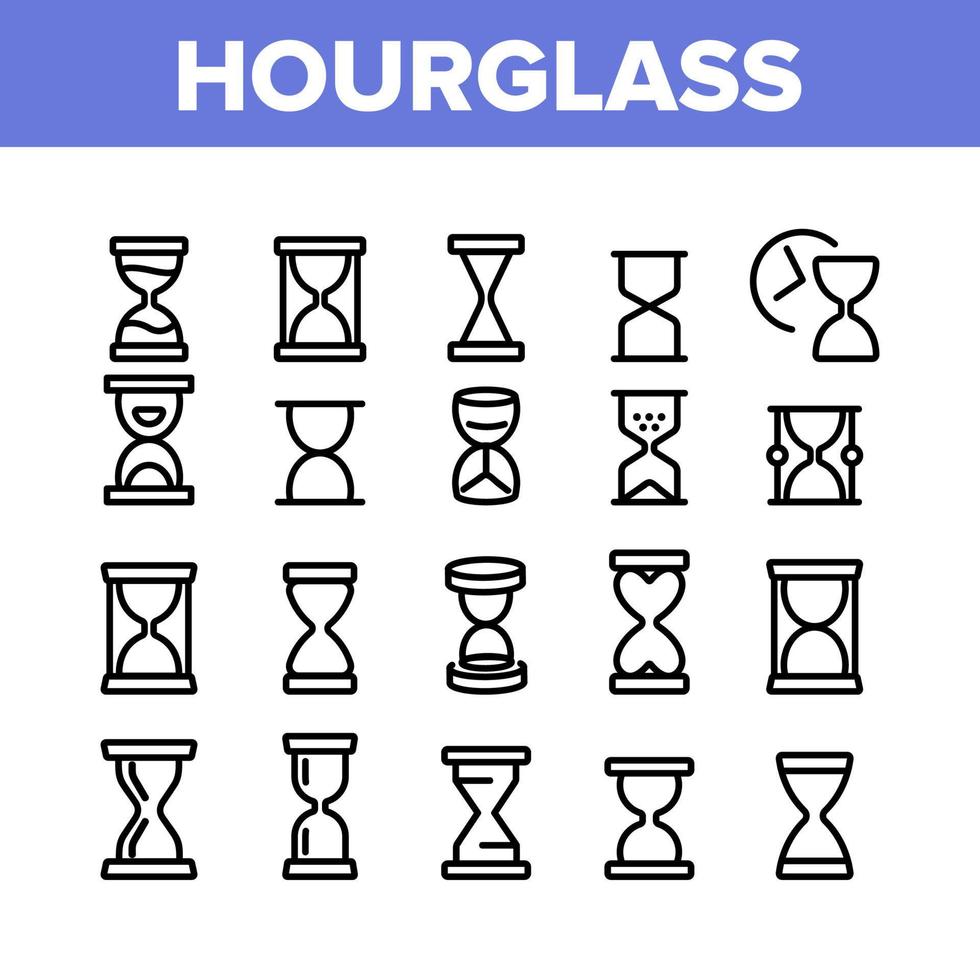 Hourglass Collection Elements Icons Set Vector