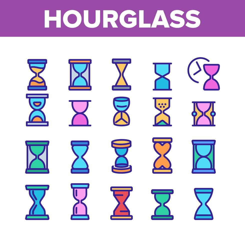 Hourglass Color Elements Icons Set Vector