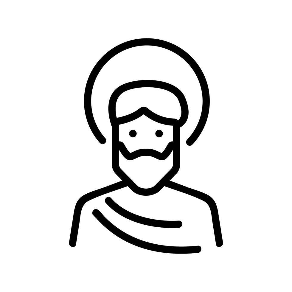 holy face with halo of saint icon vector outline illustration