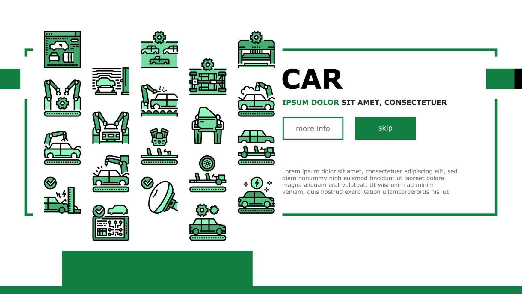 Car Factory Production Landing Header Vector