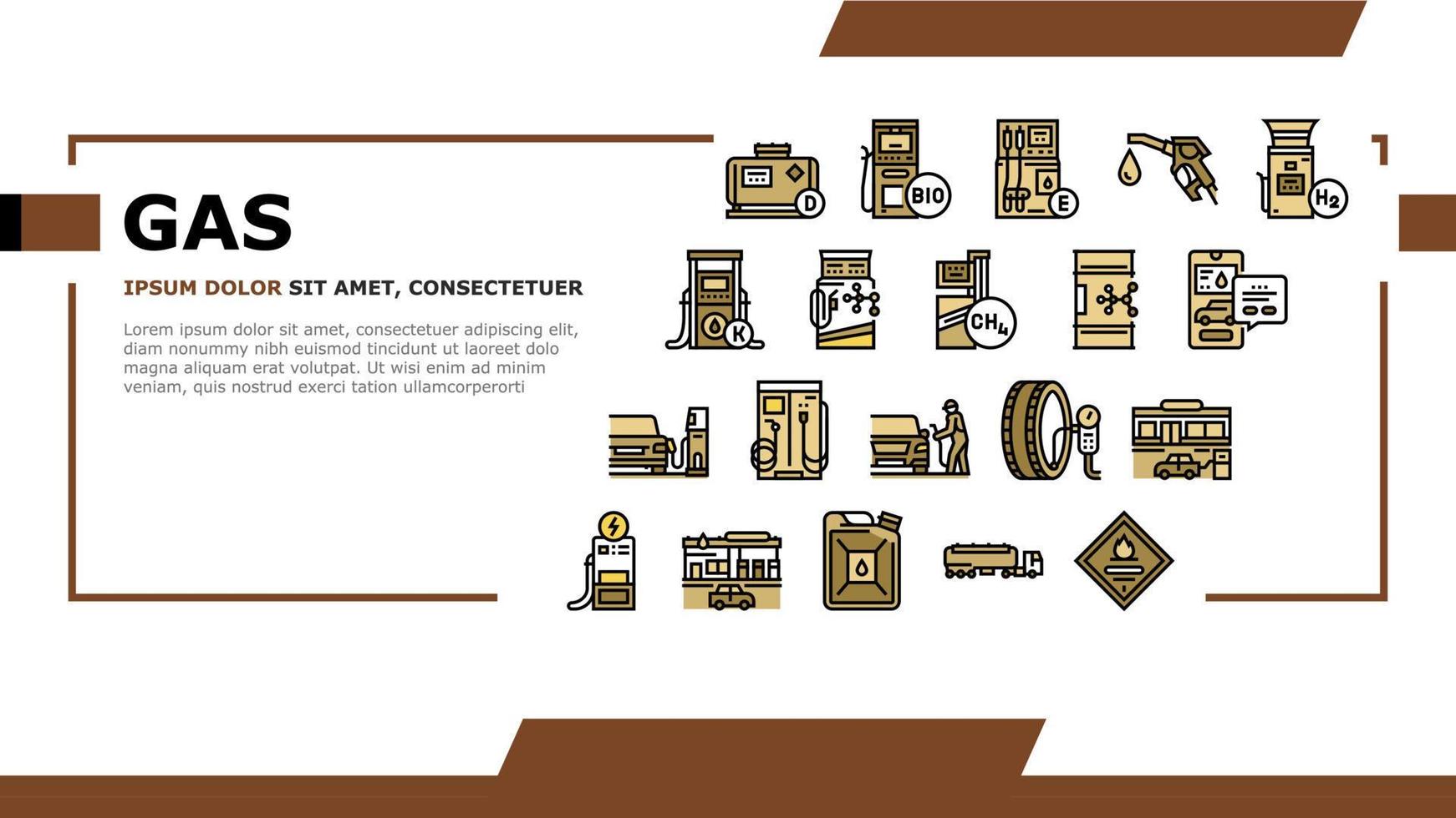 Gas Station Refueling Equipment Landing Header Vector