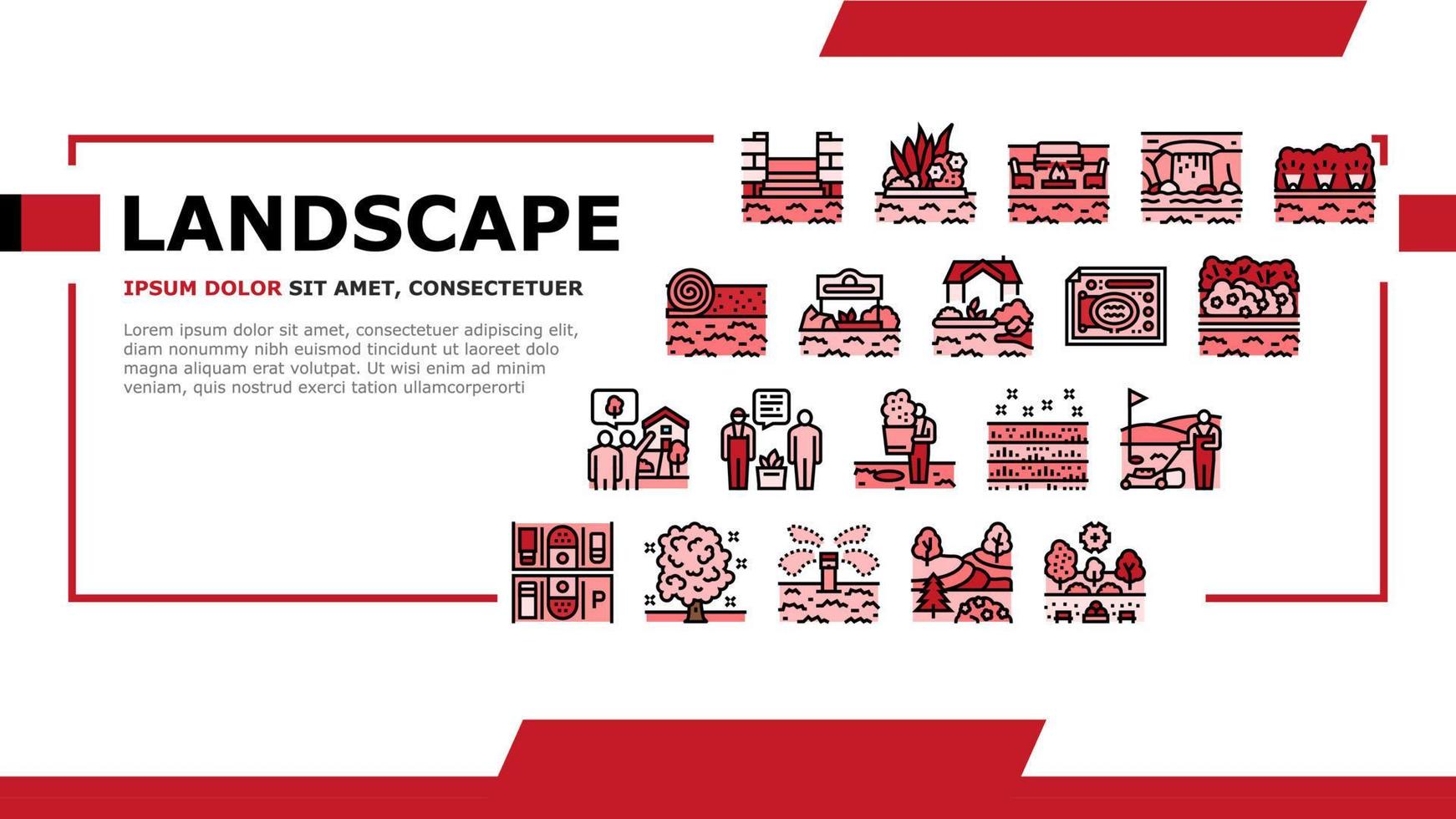 Landscape Design And Accessories Landing Header Vector
