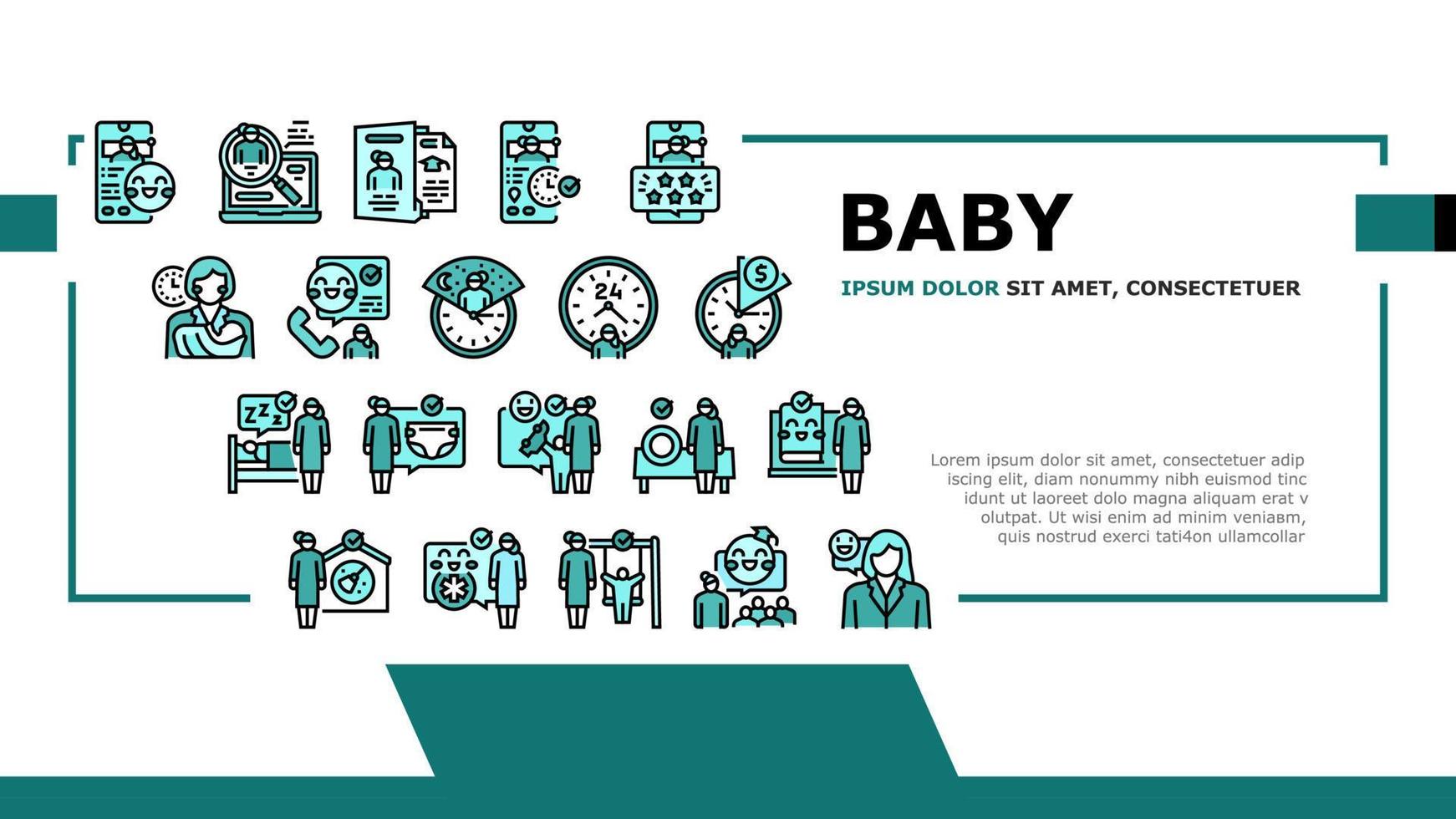 Baby Sitting Work Occupation Landing Header Vector