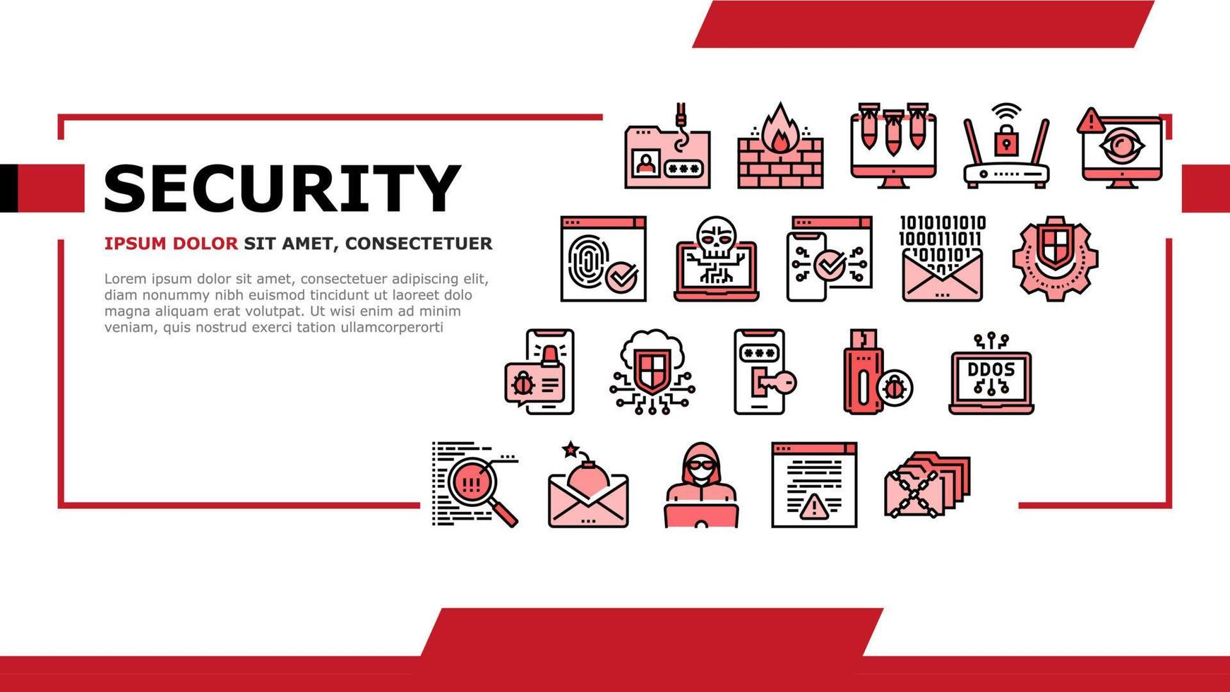 vector de encabezado de aterrizaje de seguridad de internet