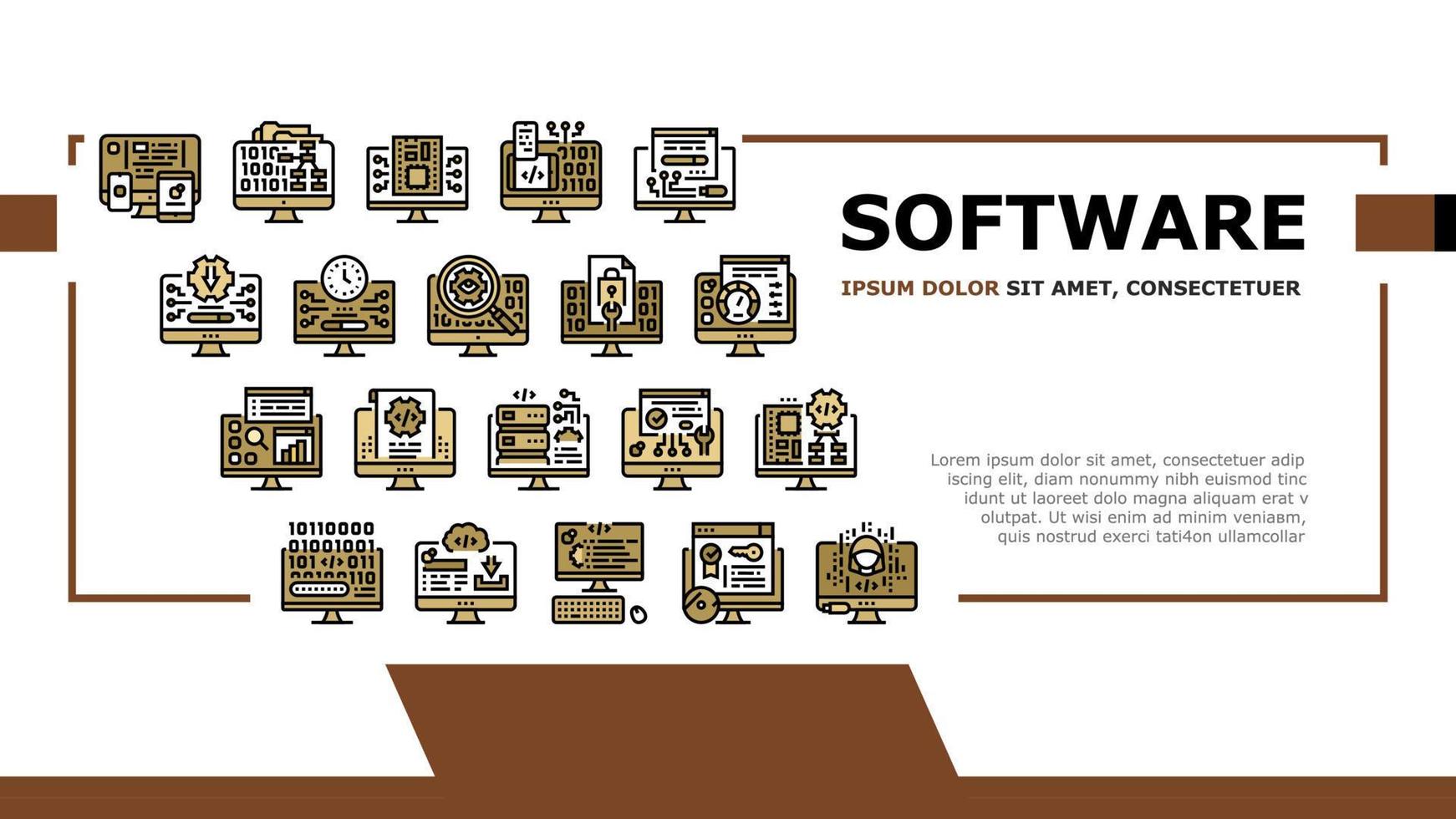 vector de encabezado de aterrizaje de desarrollo de programa de software