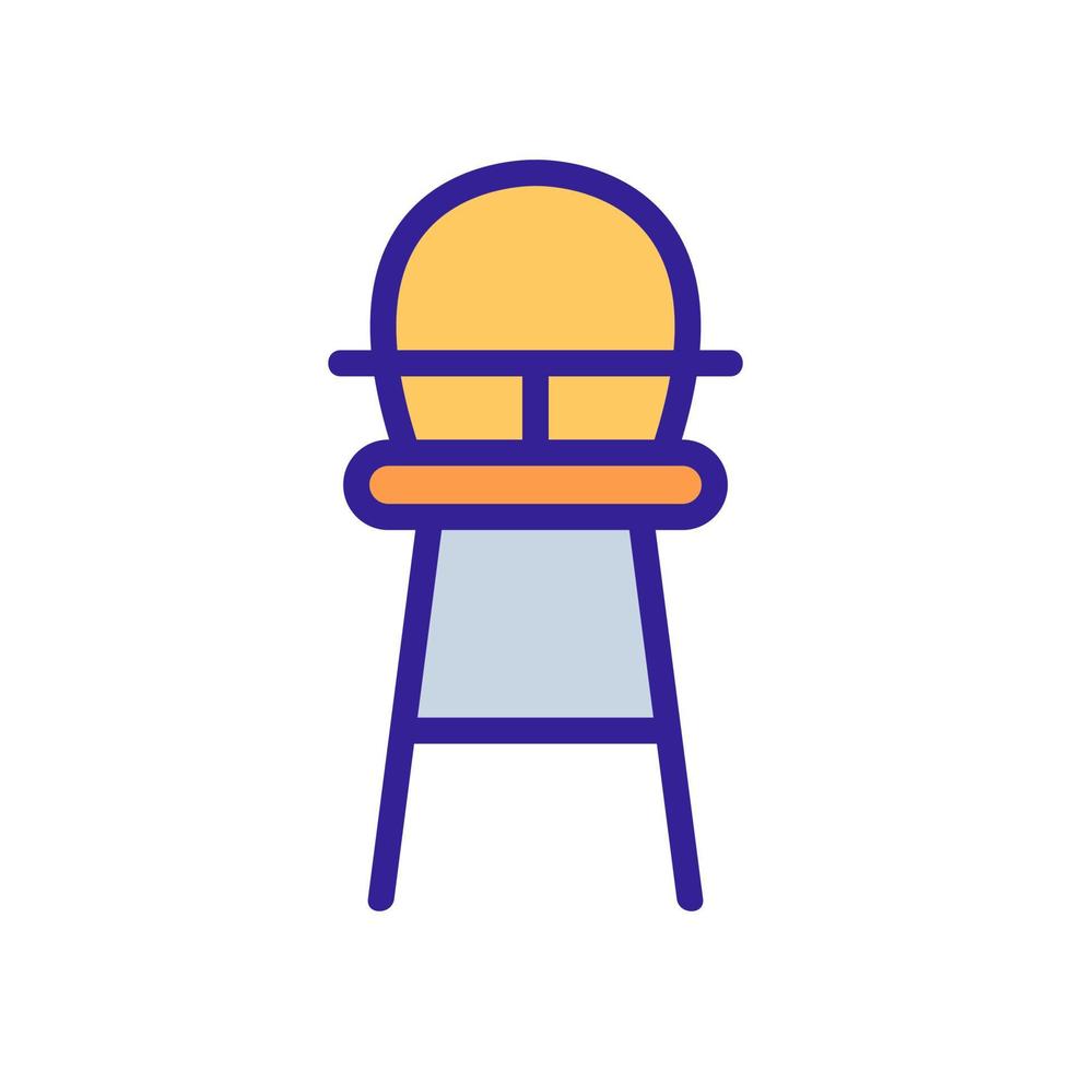 high wooden chair for feeding with table-top and with round back icon vector outline illustration