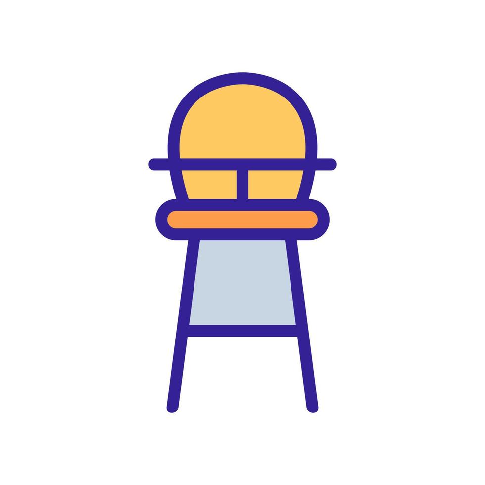 high wooden chair for feeding with table-top and with round back icon vector outline illustration