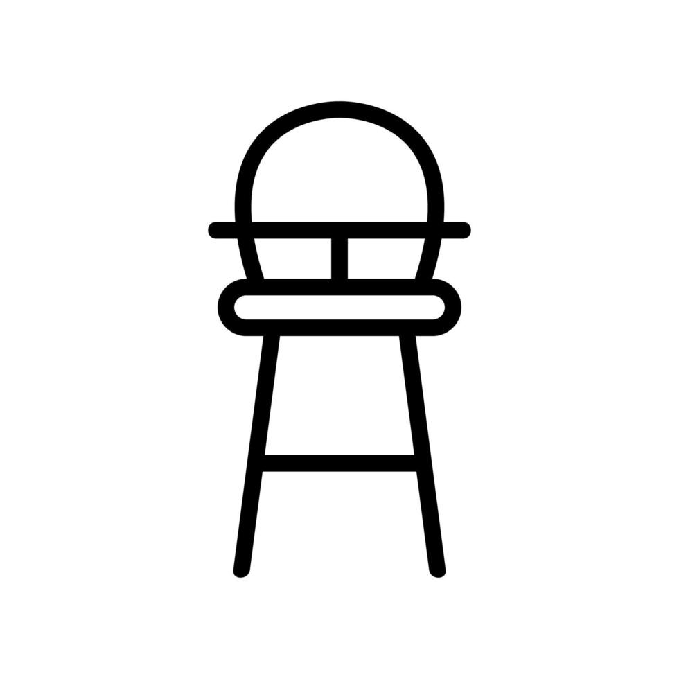 high wooden chair for feeding with table-top and with round back icon vector outline illustration