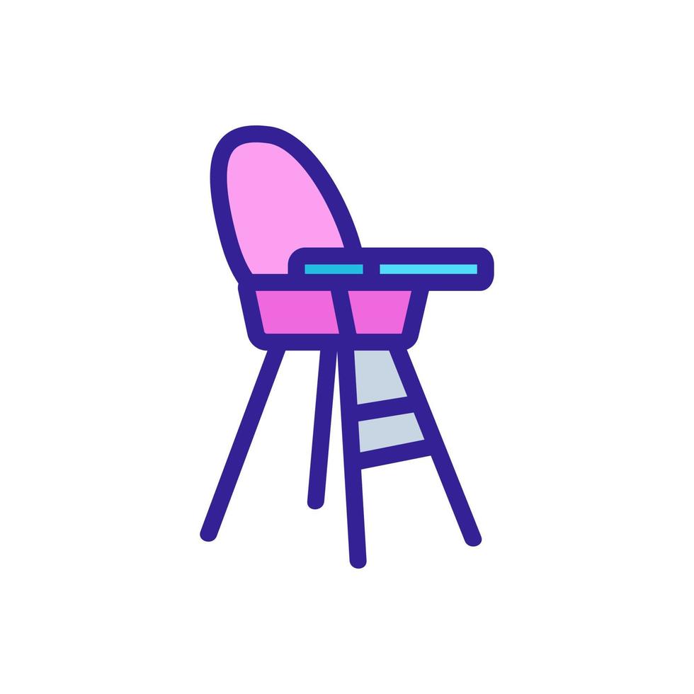 chair for feeding with table-top and with round back side view icon vector outline illustration