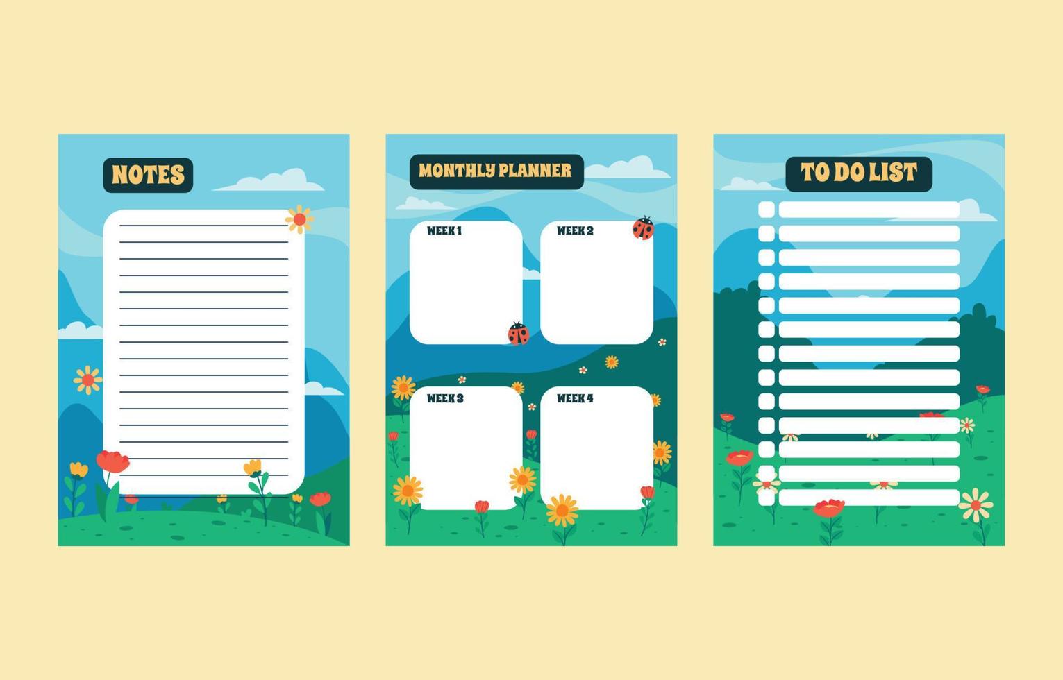 Spring Journal Pages Collection vector