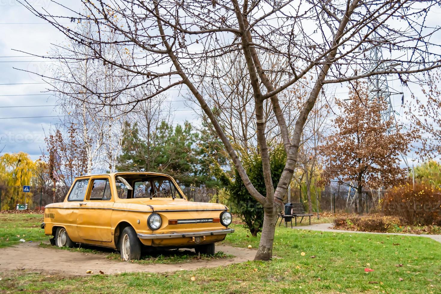 Photography on theme super old retro car Zaporozhets photo