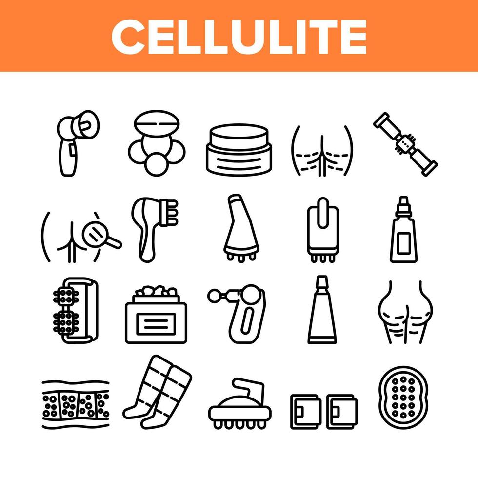 Cellulite Combat Tool Collection Icons Set Vector