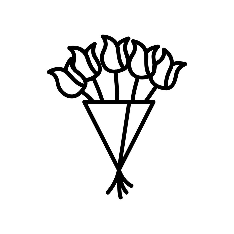 bouquet of tulips icon vector. Isolated contour symbol illustration vector