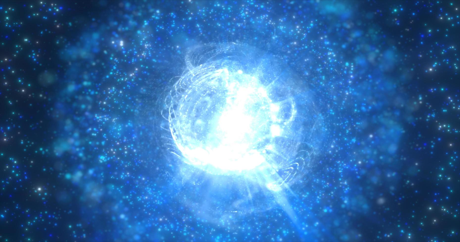 Abstract futuristic glowing blue light round sphere cosmic star from magic high tech energy on space galaxy background. Abstract background photo