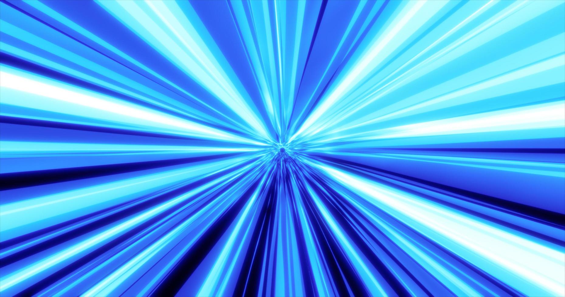 Abstract glowing blue futuristic energetic fast tunnel of lines and bands of magical energy in space. Abstract background photo