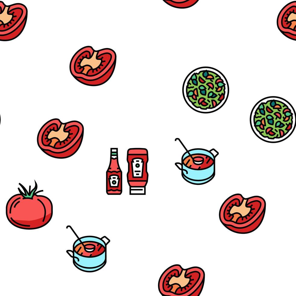 Tomato Natural Vitamin Vegetable Vector Seamless Pattern