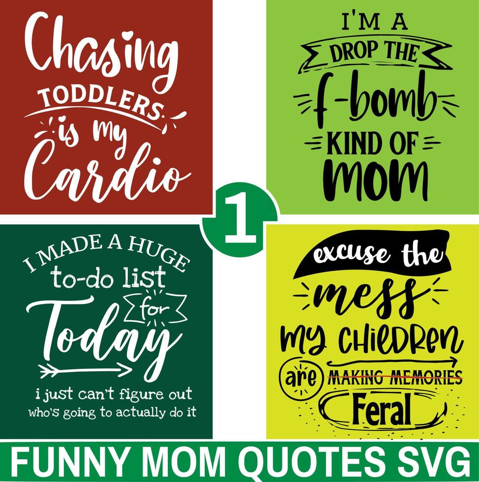 divertido paquete de svg temático de mamá citas e ilustraciones de tipografía dibujadas a mano - adecuado para camisetas, carteles y más vector