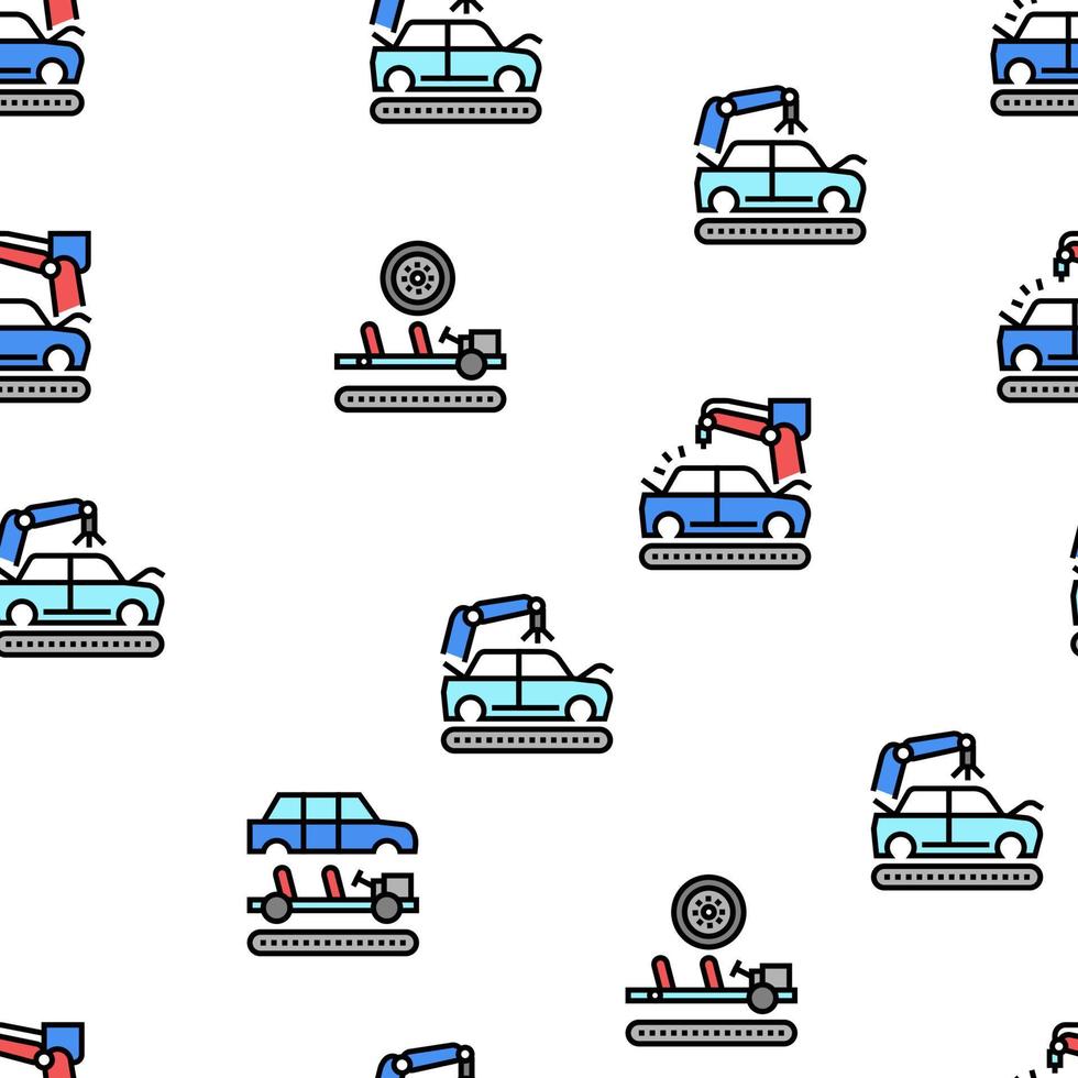 Car Factory Production Vector Seamless Pattern