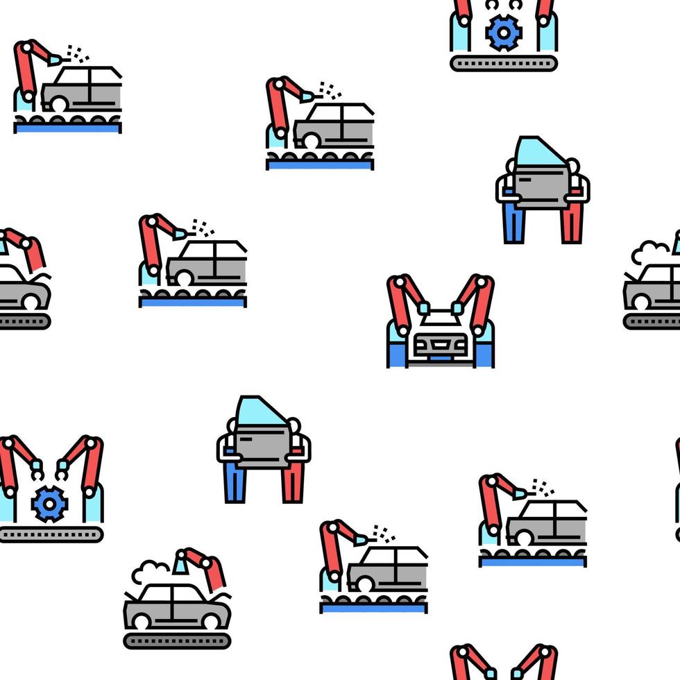 Car Factory Production Vector Seamless Pattern