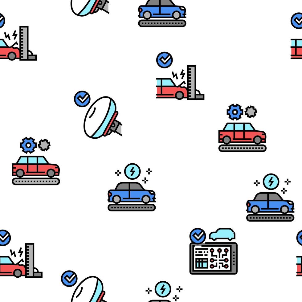 Car Factory Production Vector Seamless Pattern