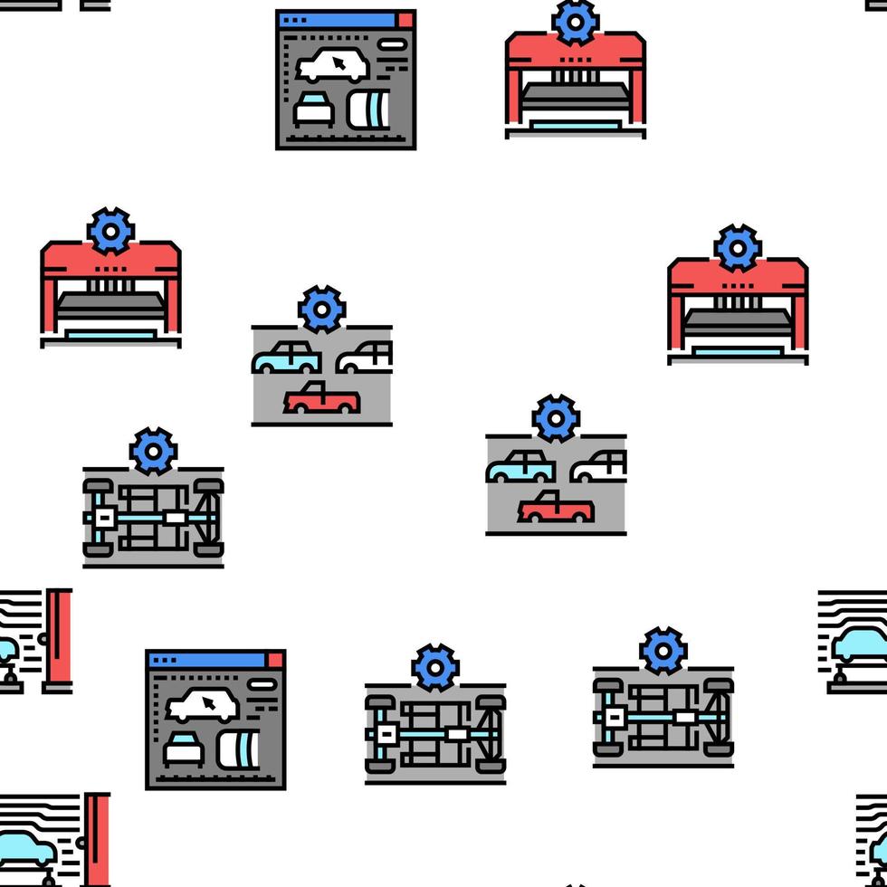 Car Factory Production Vector Seamless Pattern