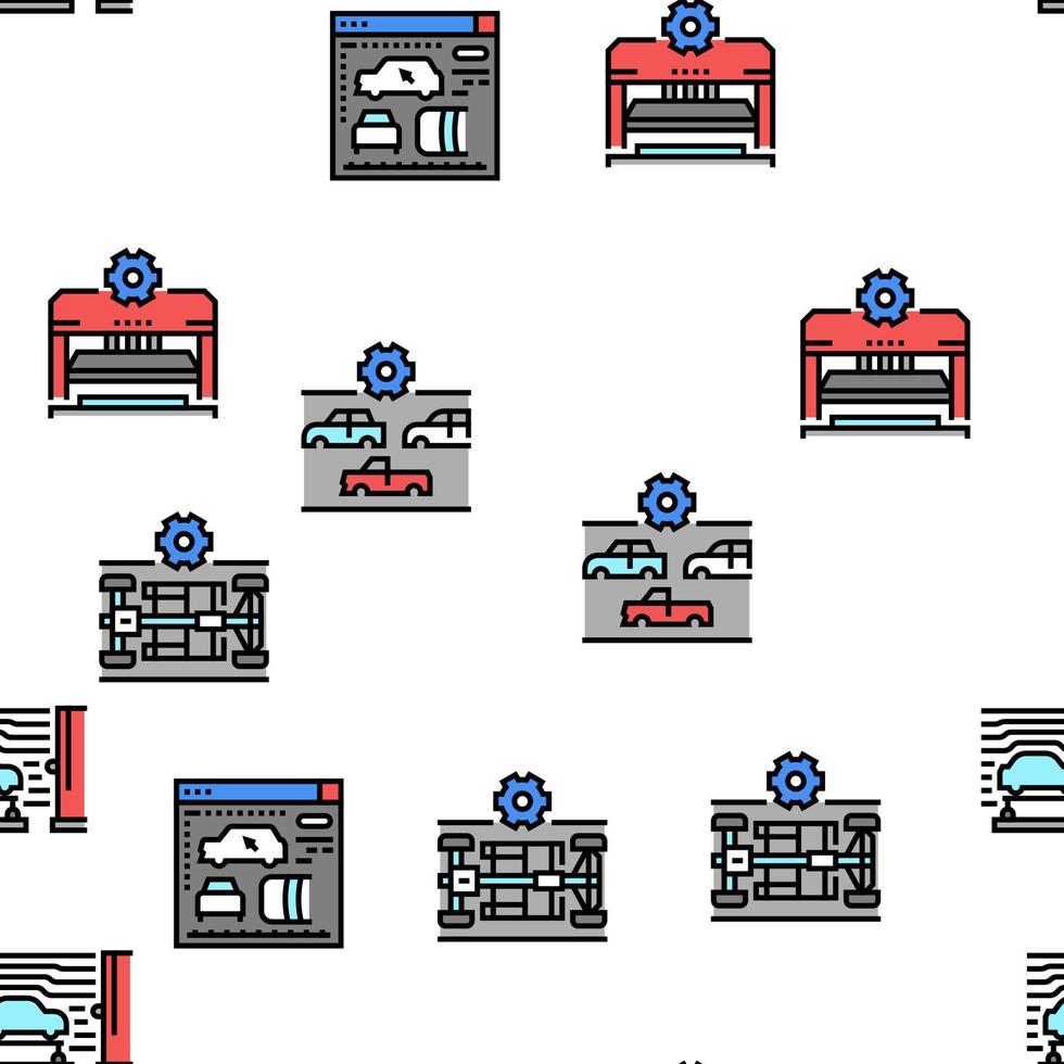patrón sin costura de vector de producción de fábrica de automóviles