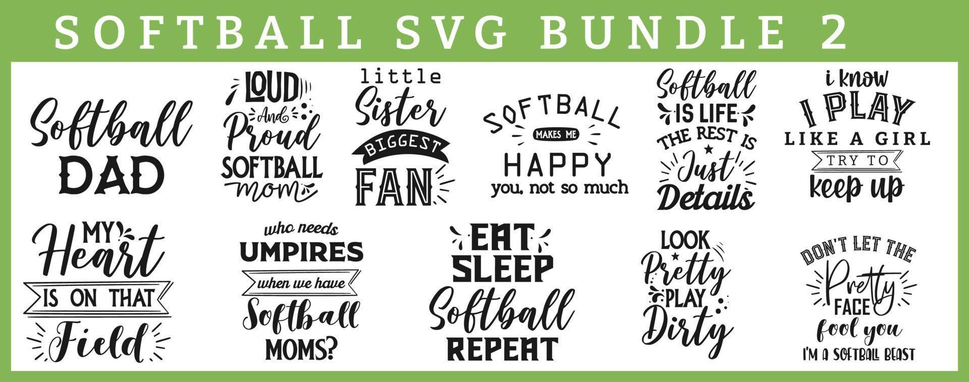 Softball Inspiration SVG Bundle Hand Drawn Typography Quotes and Sayings with Vector Illustration Graphic Perfect for T-Shirts Banners Mugs and More