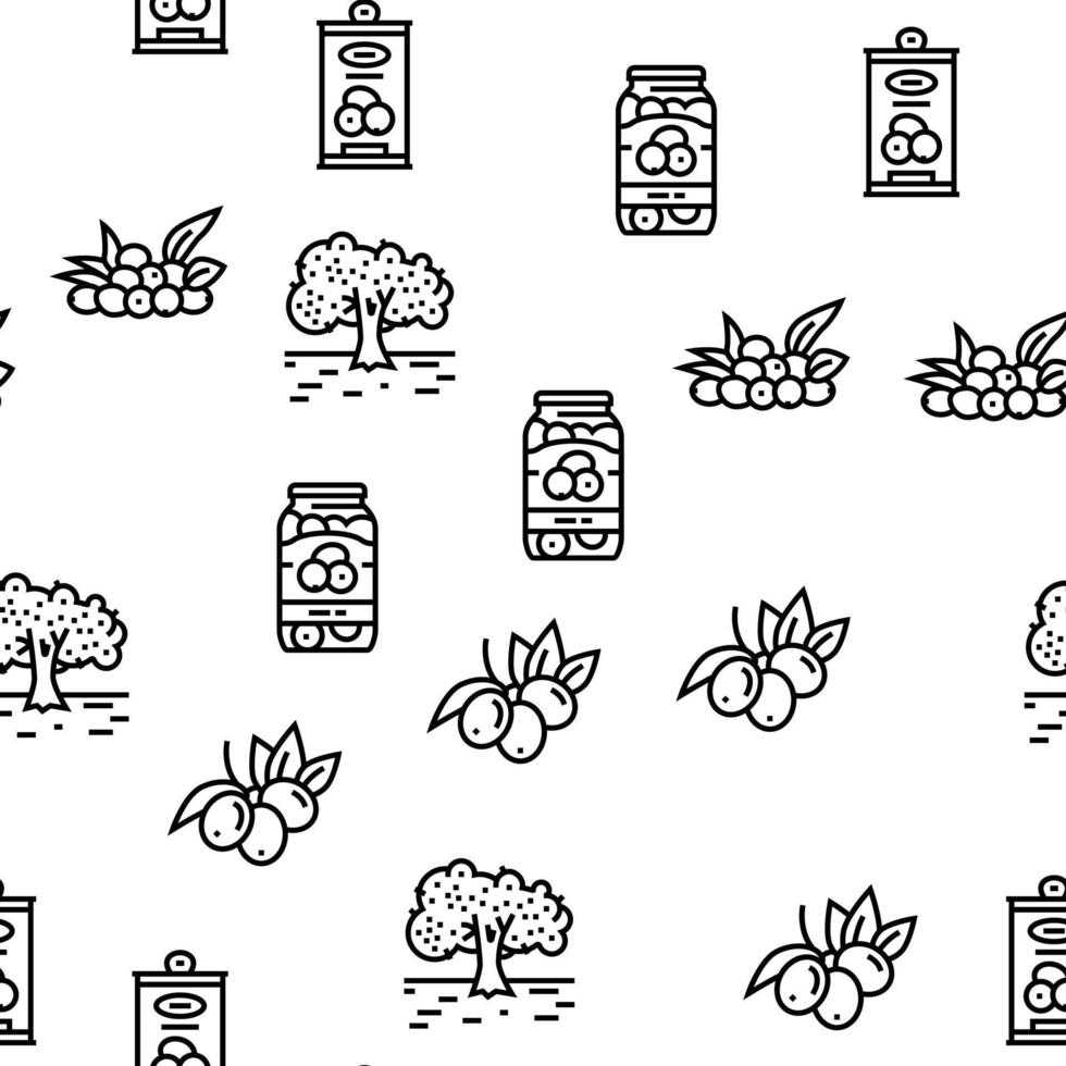 Olive Production And Harvesting Vector Seamless Pattern