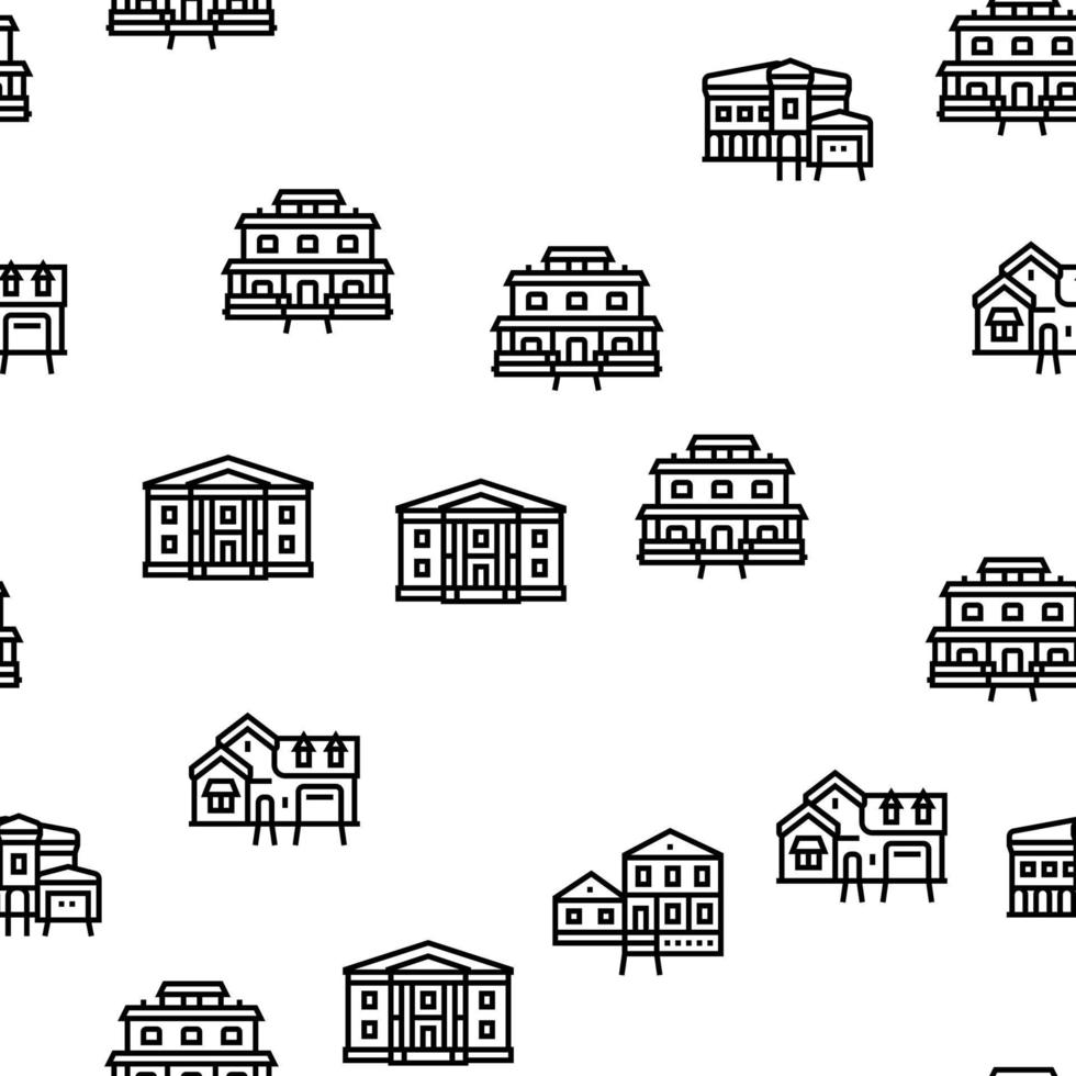 House Architectural Exterior Vector Seamless Pattern