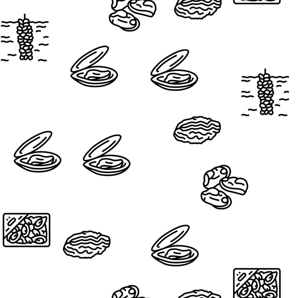 Clam Marine Sea Farm Nutrition Vector Seamless Pattern