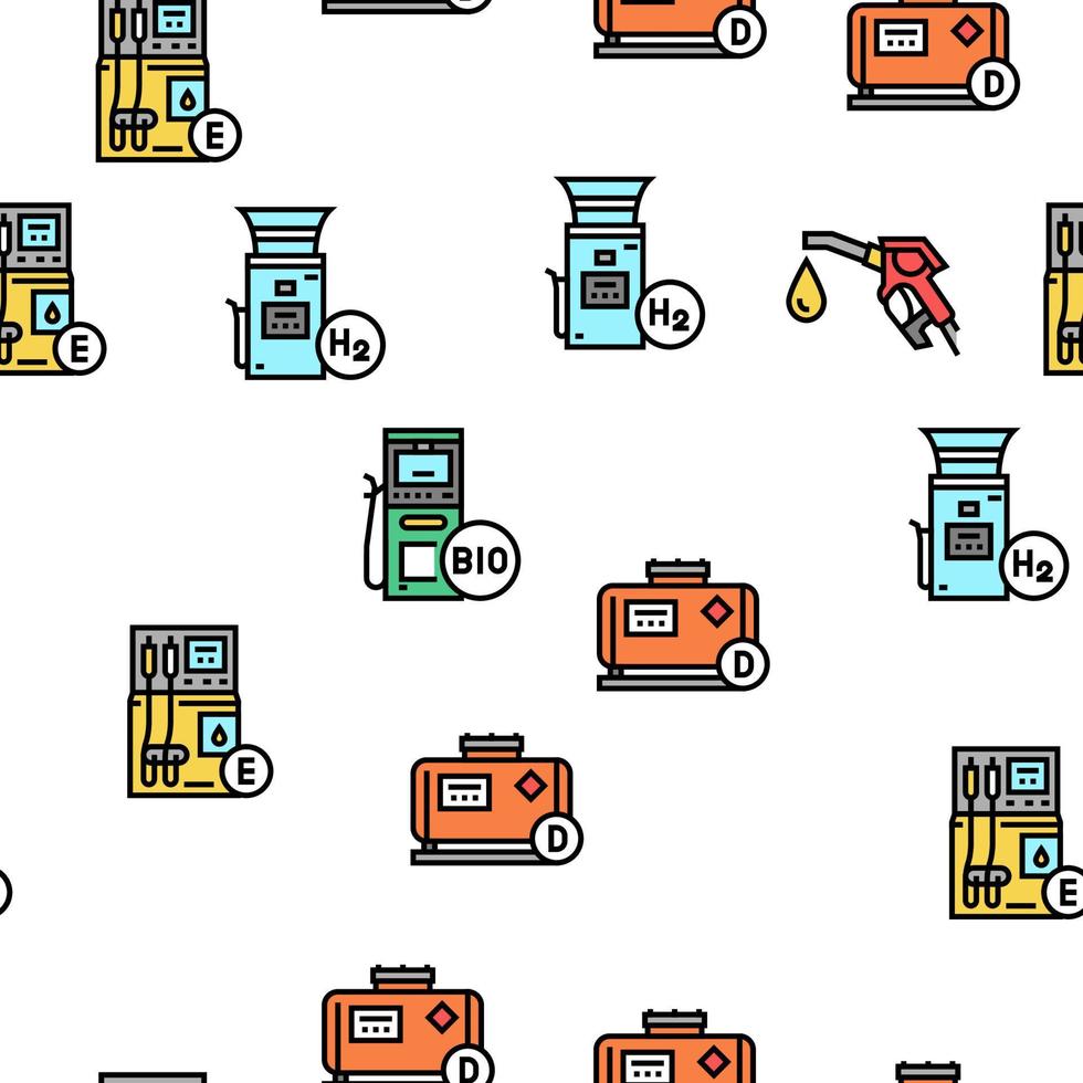 Gas Station Refueling Equipment Vector Seamless Pattern