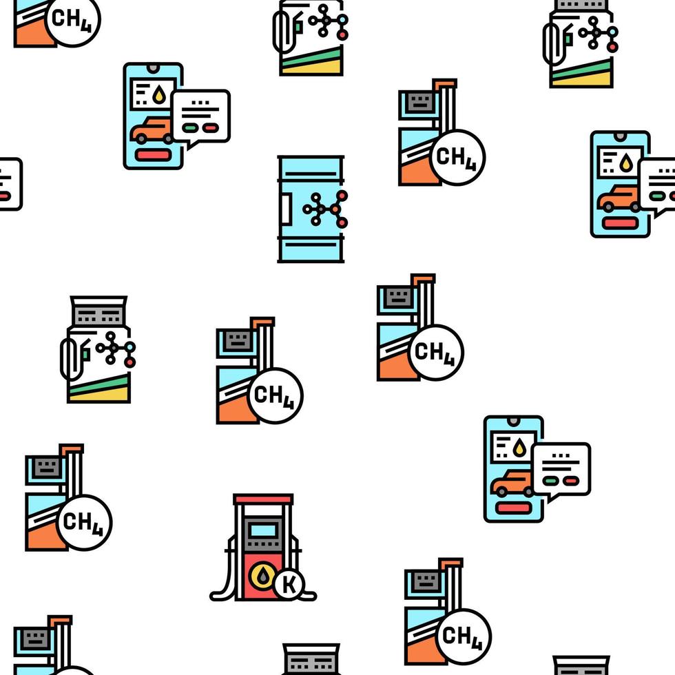 Gas Station Refueling Equipment Vector Seamless Pattern