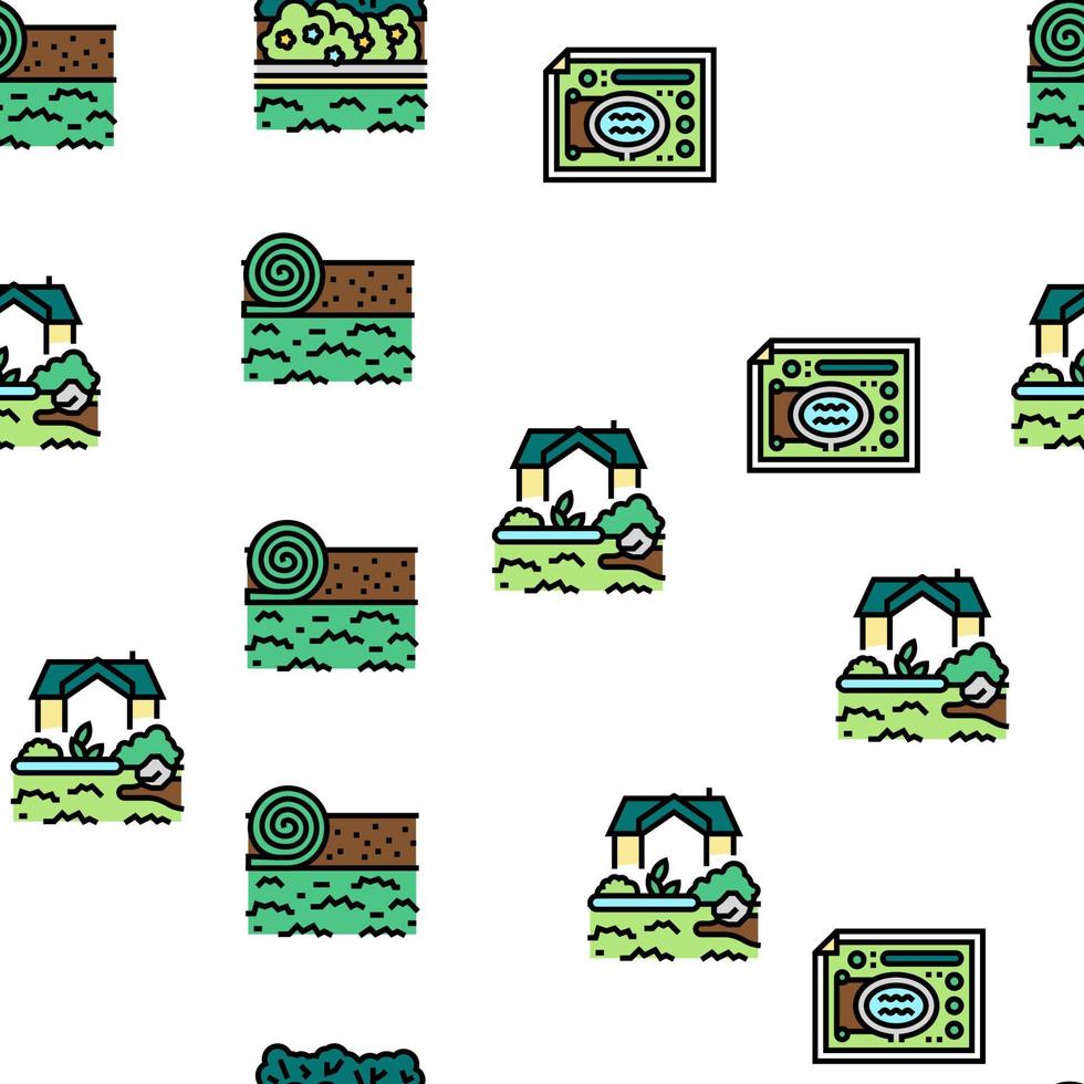 Landscape Design And Accessories Vector Seamless Pattern