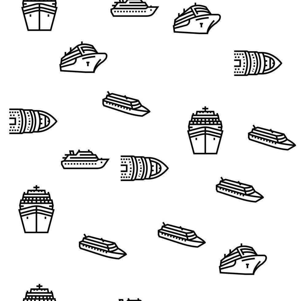 Cruise Ship Vacation Enjoyment Vector Seamless Pattern