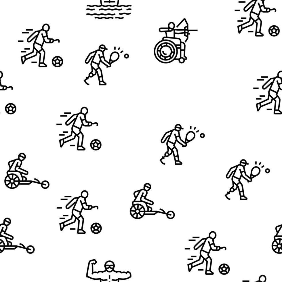 Handicapped Athlete Sport Game Vector Seamless Pattern