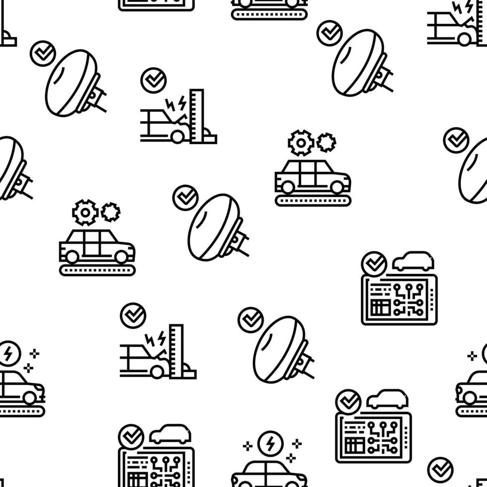 Car Factory Production Vector Seamless Pattern