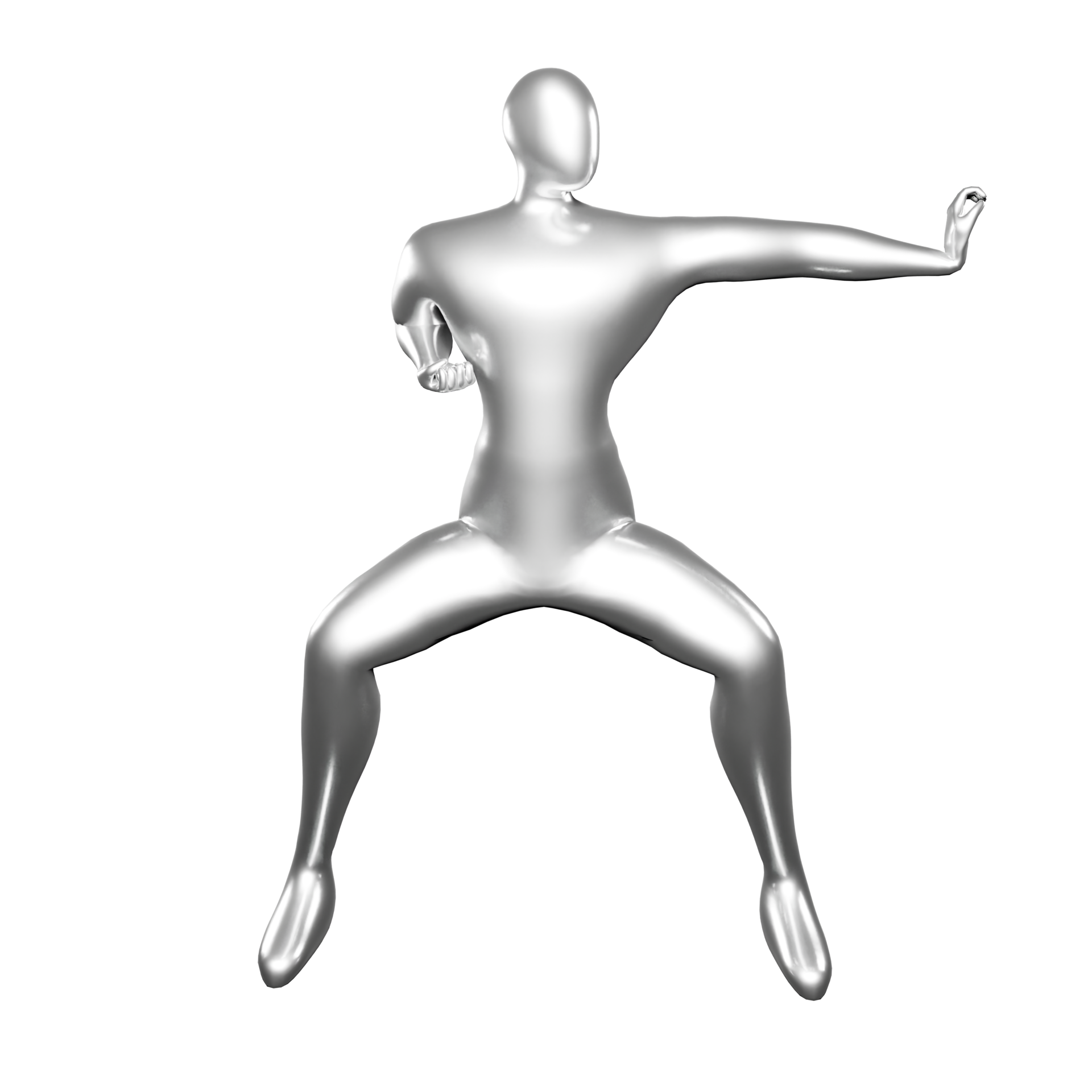 3d silver stickman doing karate stance moves 17339881 PNG