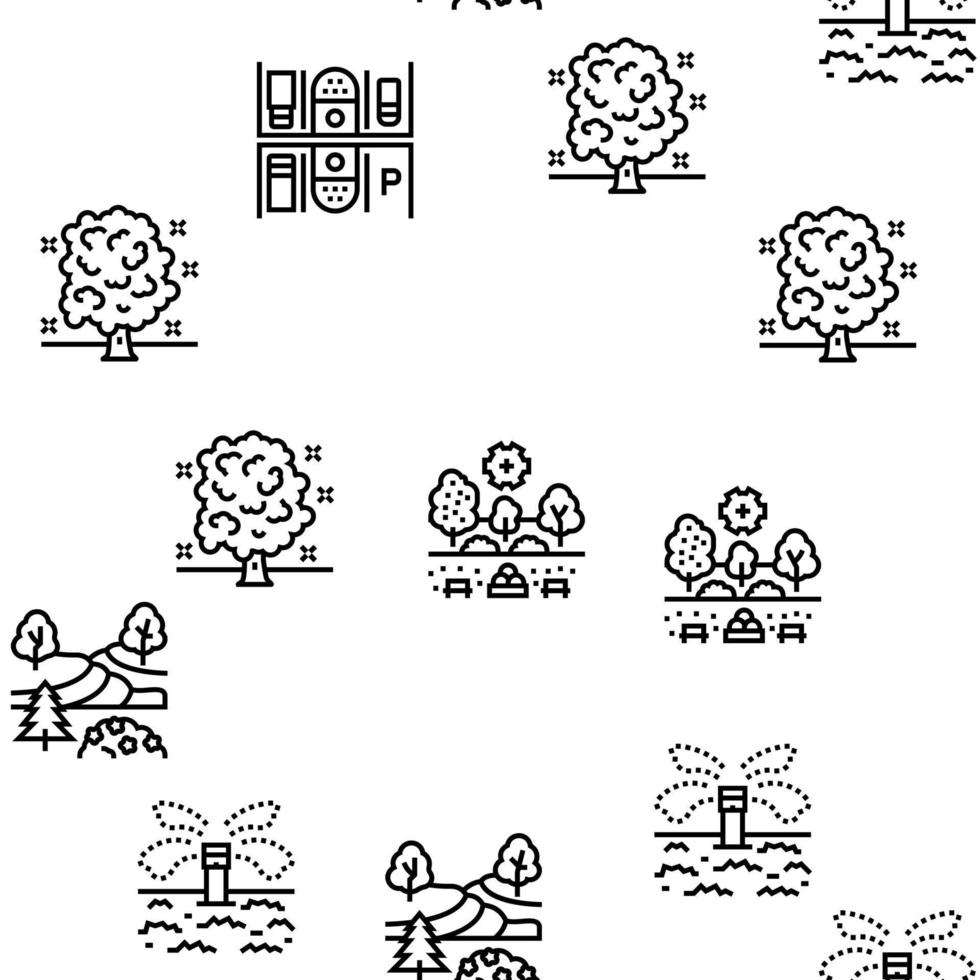 Landscape Design And Accessories Vector Seamless Pattern