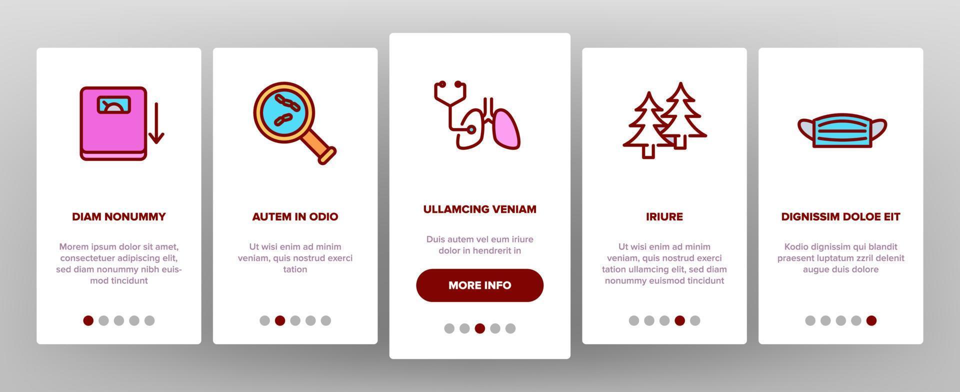 Tuberculosis Disease Onboarding Icons Set Vector