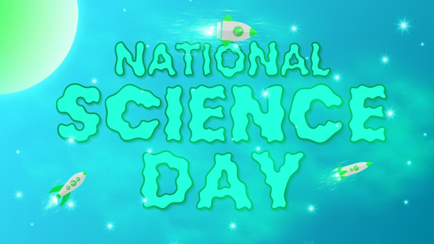 banner de cartel vertical del día nacional de la ciencia con degradado verde turquesa para plantilla de feria de ciencias vector