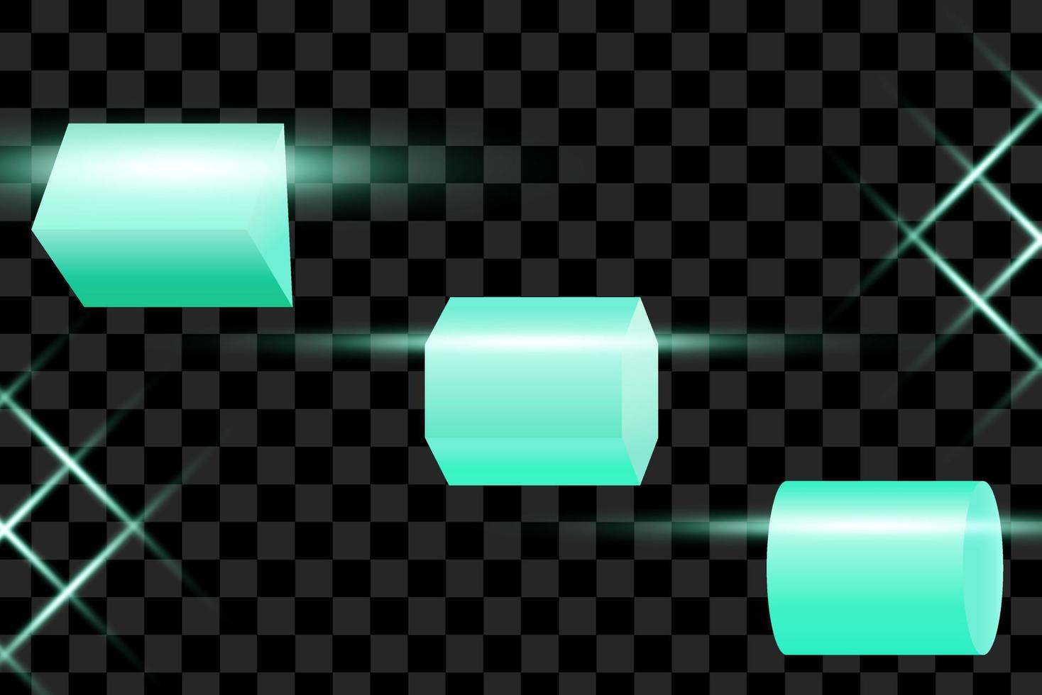 3d render primitive green turquoise shapes isolated on transparent background. Iridescent trendy design, thin film effect. Vector. vector