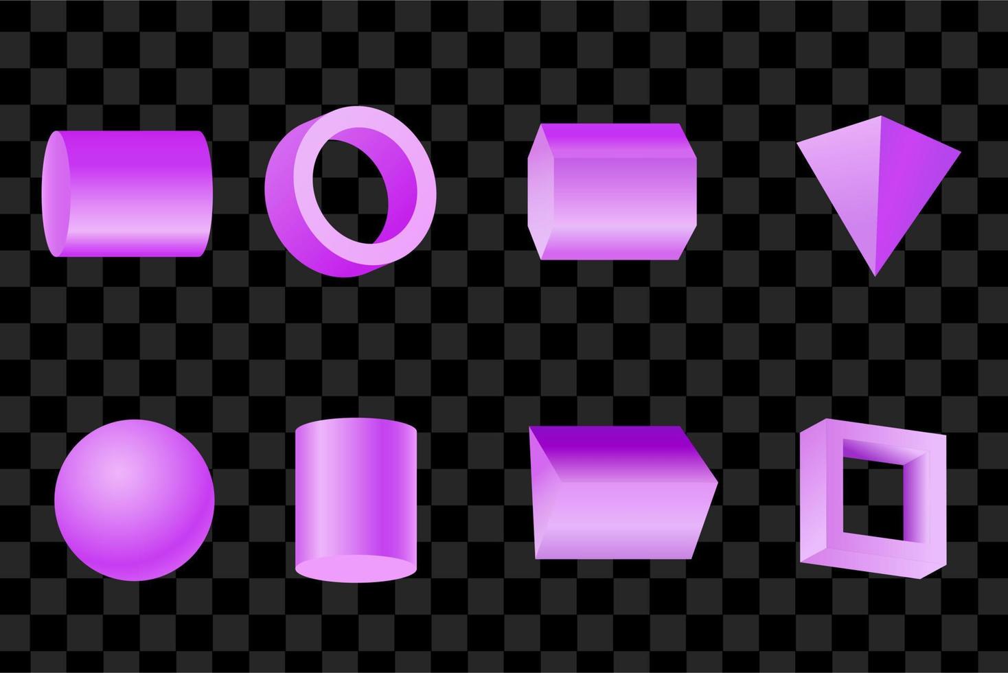 3d futuristic gradient purple geometric shapes. Isolated background. vector