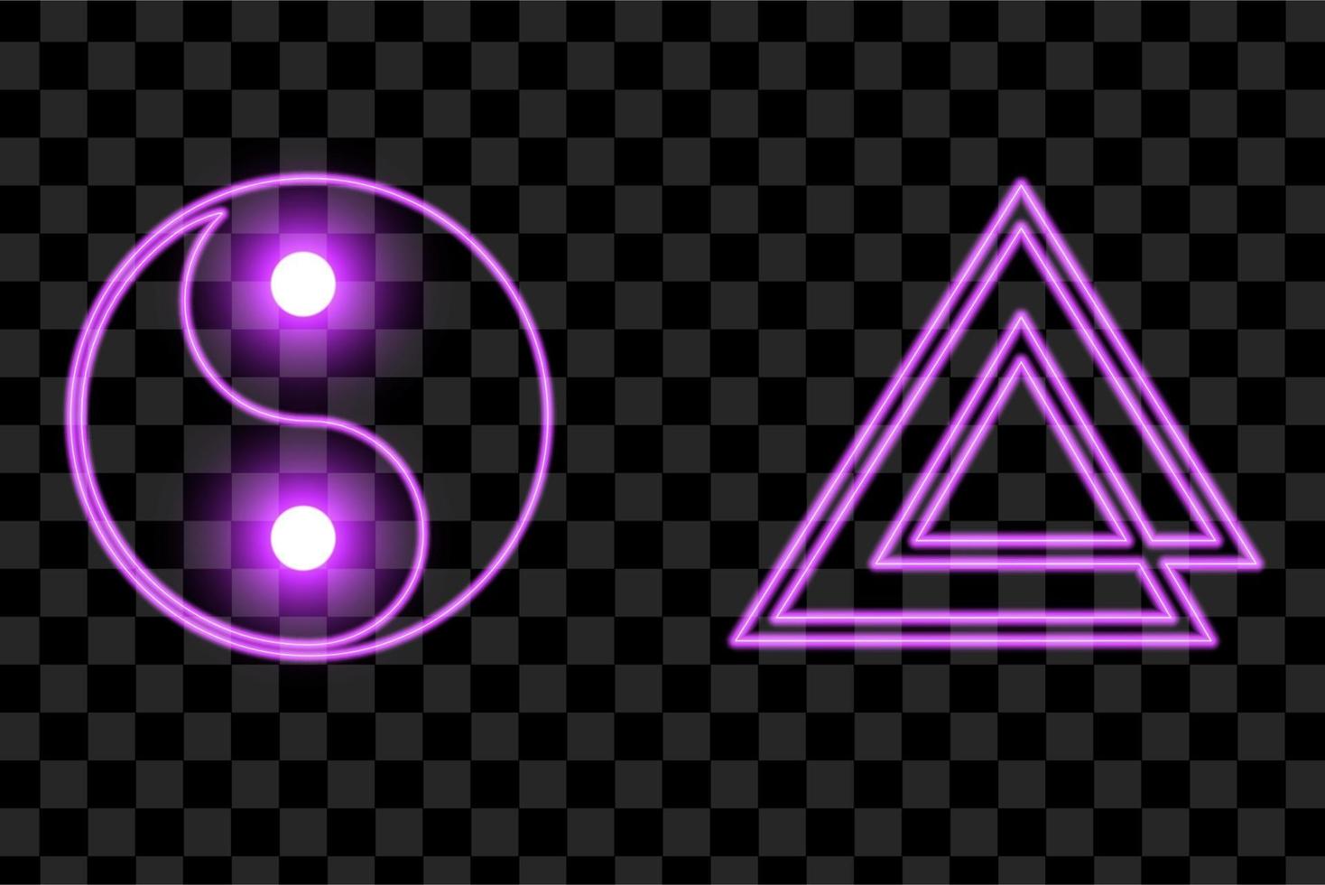 Purple neon geometric isolated shapes vector