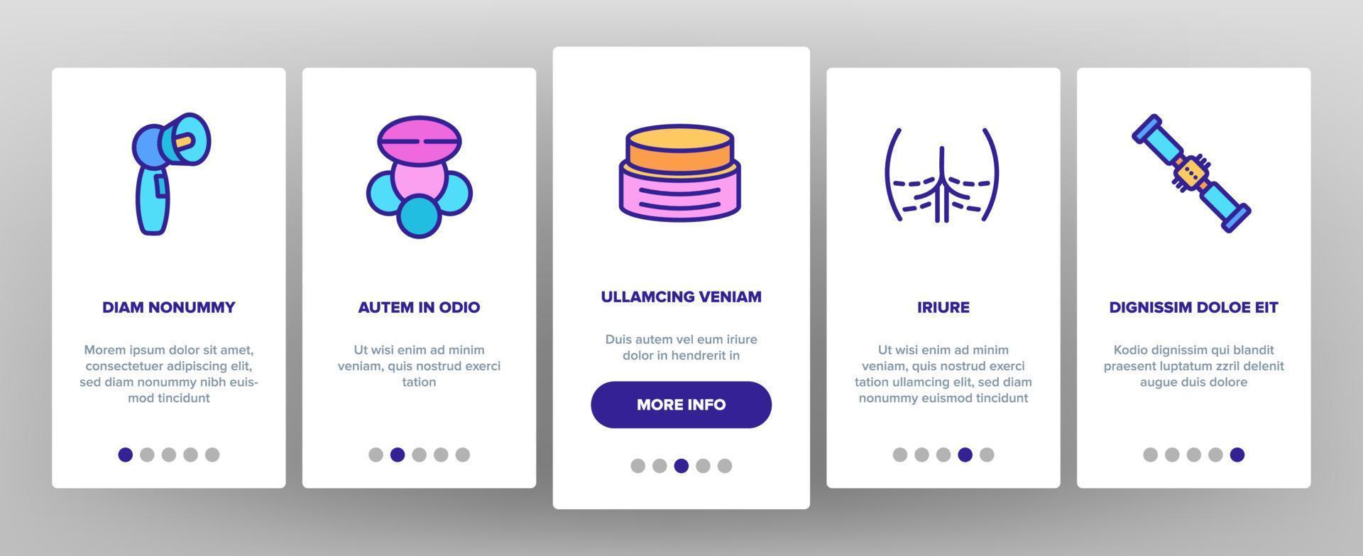 Cellulite Combat Tool Onboarding Icons Set Vector