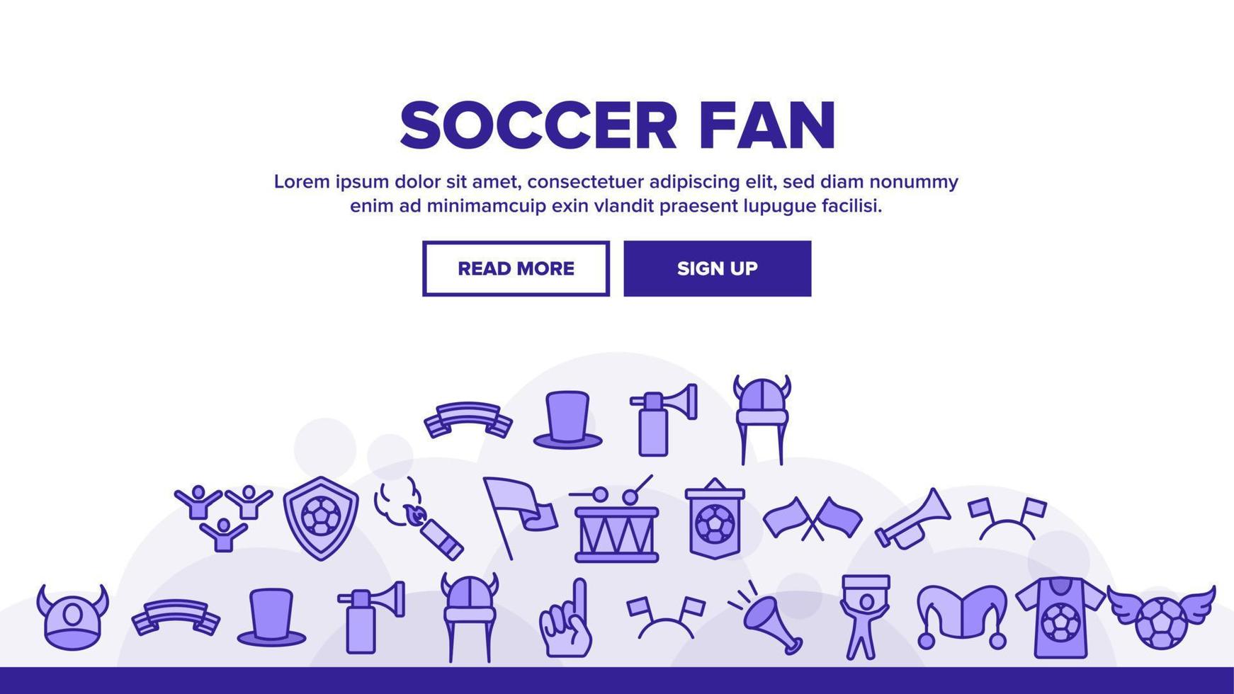 Soccer Fan Equipment Landing Header Vector